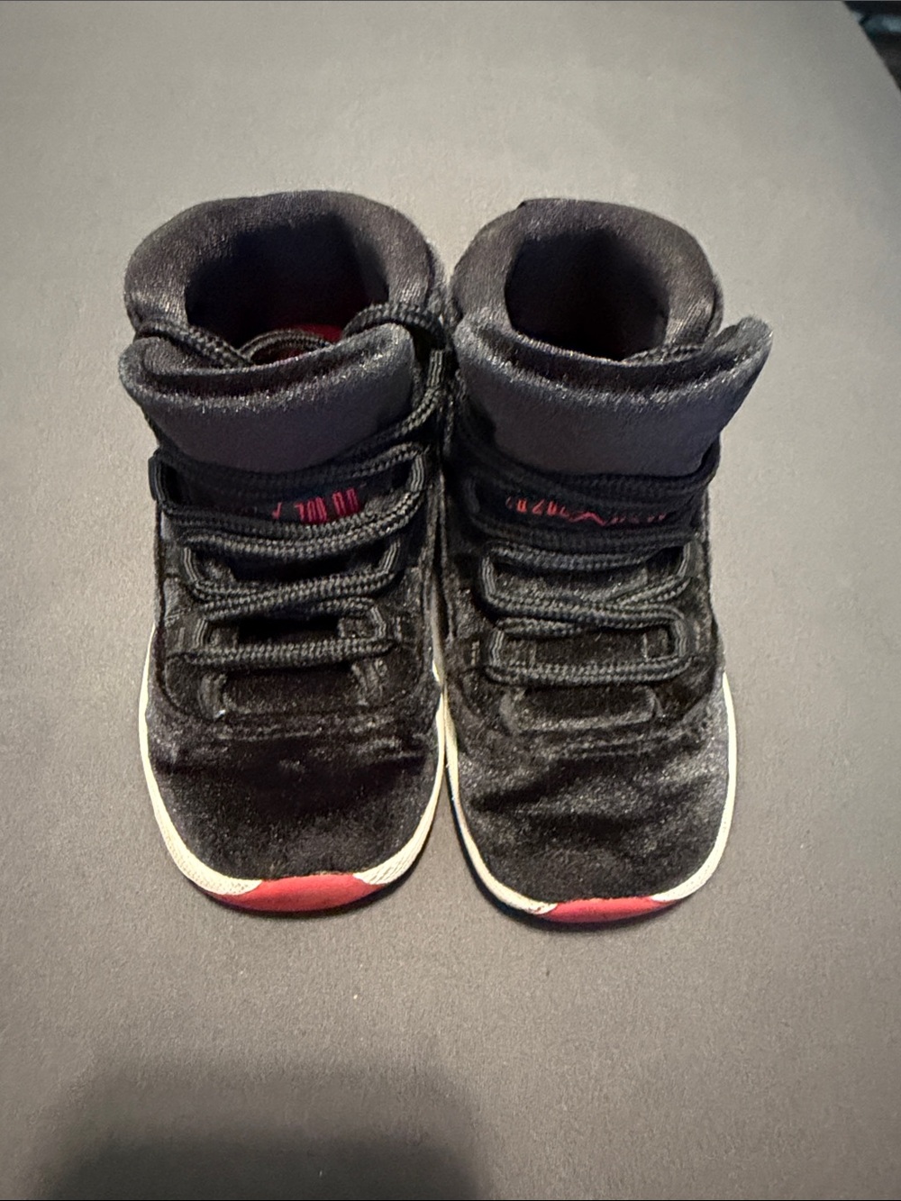 Kids Jordan’s High-Top Sneakers with Red Accent